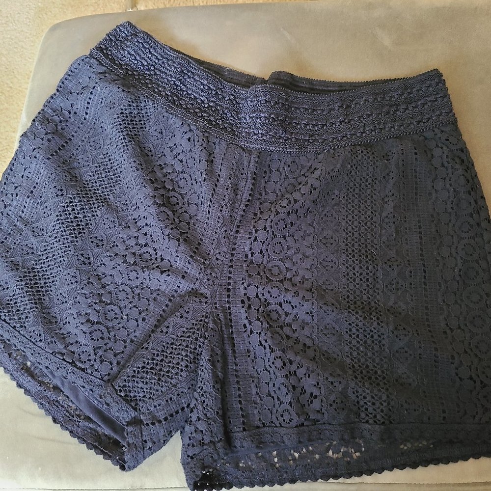 Maurices Navy Blue Lace Pull-On Shorts